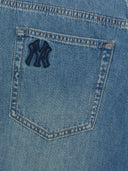 Women's Basic Small Logo Destroyed Denim Bermuda Pants