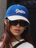 Varsity Cursive Denim Color Block Unstructured Ball Cap