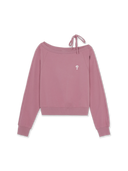 Women's Varsity Sportive Ribbon Off Shoulder Sweatshirt