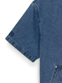 Dia Monogram Embo Patched Short Sleeve Denim Work Shirts