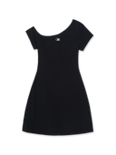 Women's Basic Off Shoulder Shirring Ribbed Dress