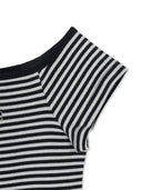 Women's Varsity Stripe Off Shoulder Slim Semi Crop T-Shirts