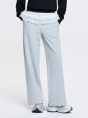 Women's Basic Lace Ruffle Semi Wide Pants