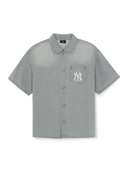 Basic Small Logo Summer Tencel Short Sleeve Denim Shirt