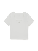 Women's Basic Lace Square Neck Slim Semi Crop T-shirts