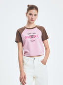 Women's Varsity Washing Vintage Raglan Crop T-shirt