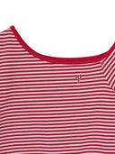 Women's Varsity Stripe Off Shoulder Slim Semi Crop T-Shirts