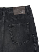 Women's Basic Small Logo Studded Denim Skirt
