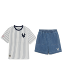 STREET BASIC STRIPED DENIM T-SHIRT SET
