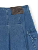 Women's Basic Pleated Cargo Denim Skirt
