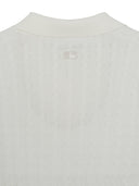 Women's Varsity Cable Open Collar Short Sleeve Knit Pullover