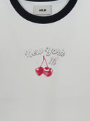 Women's Summer Fruits Lifestyle Slim Semi Crop Ringer T-shirts