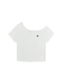 Women's Basic Small Logo Off Shoulder T-shirt