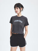 Women's Denimlike Lettering Big Lux Crop T-shirt