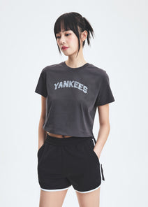 Women's Denimlike Lettering Big Lux Crop T-shirt
