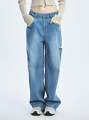 Women's Basic Destroyed Wide Denim Pants